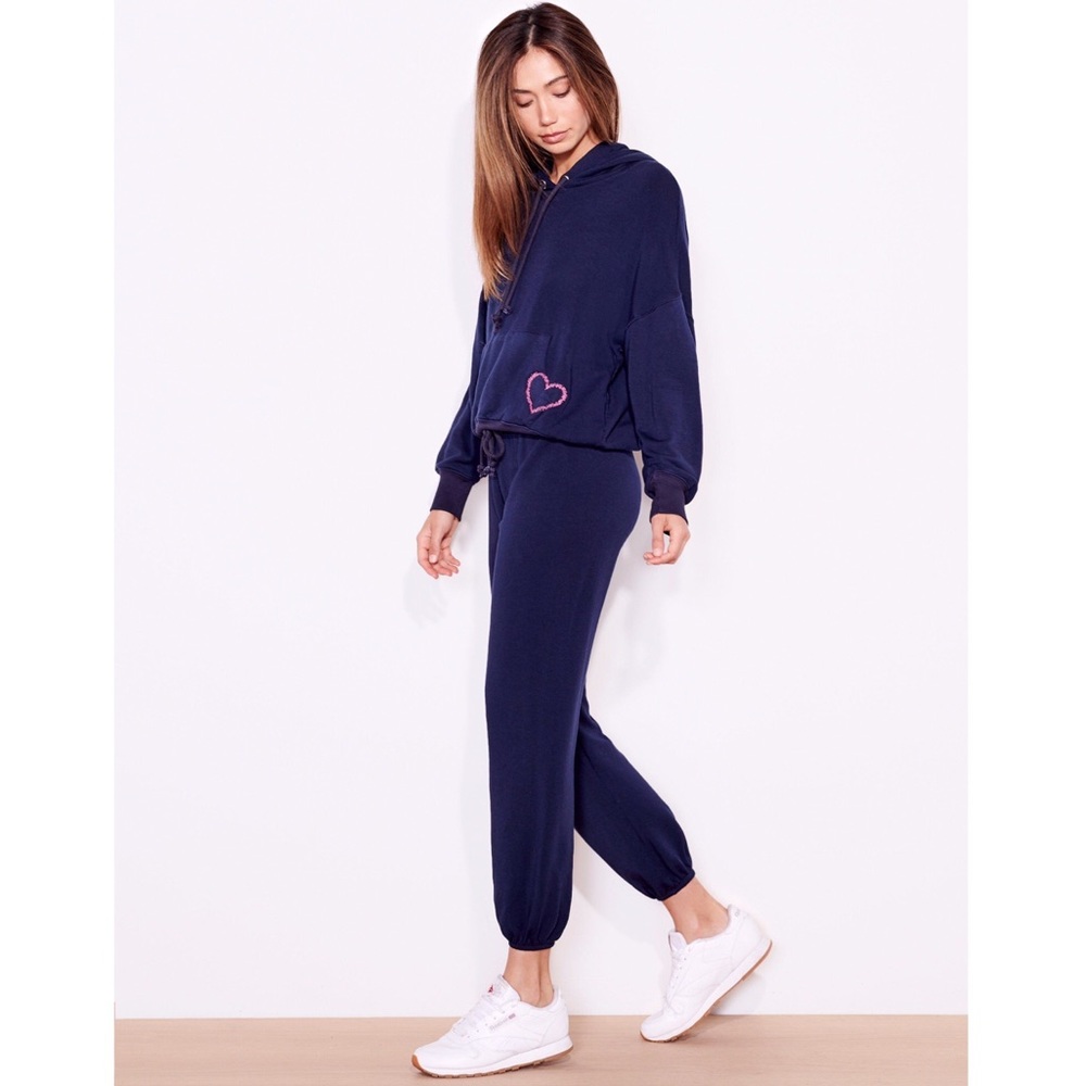 SUNDRY Heart Patch Hoodie in Blue